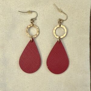 Chic Red and Gold Teardrop Earrings